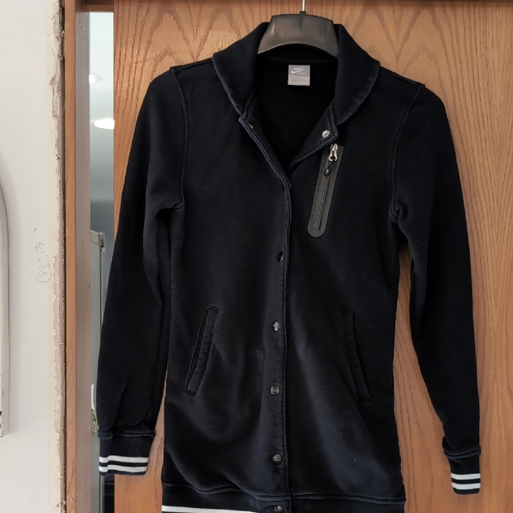 Nike Black Sportswear Button Up Cotton Coat